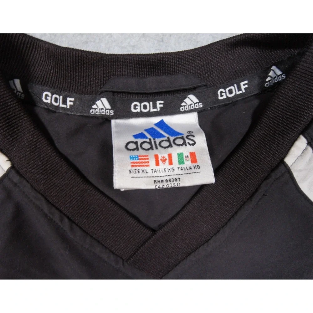 Vintage Adidas Jacket Mens XLarge Black Golf Windbreaker Pullover Outdoors Y2K